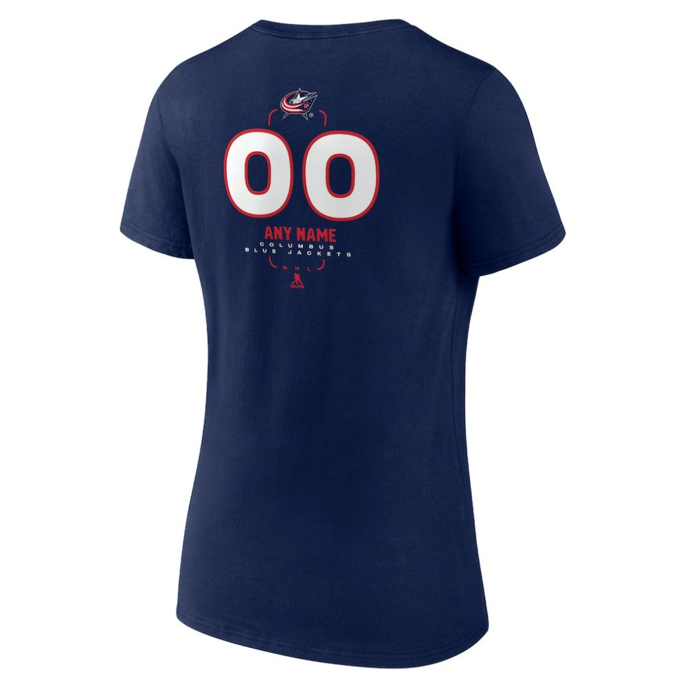 Columbus Blue Jackets Women's Personalized Name & Number Midfielder V-Neck T-Shirt - Navy - NHL