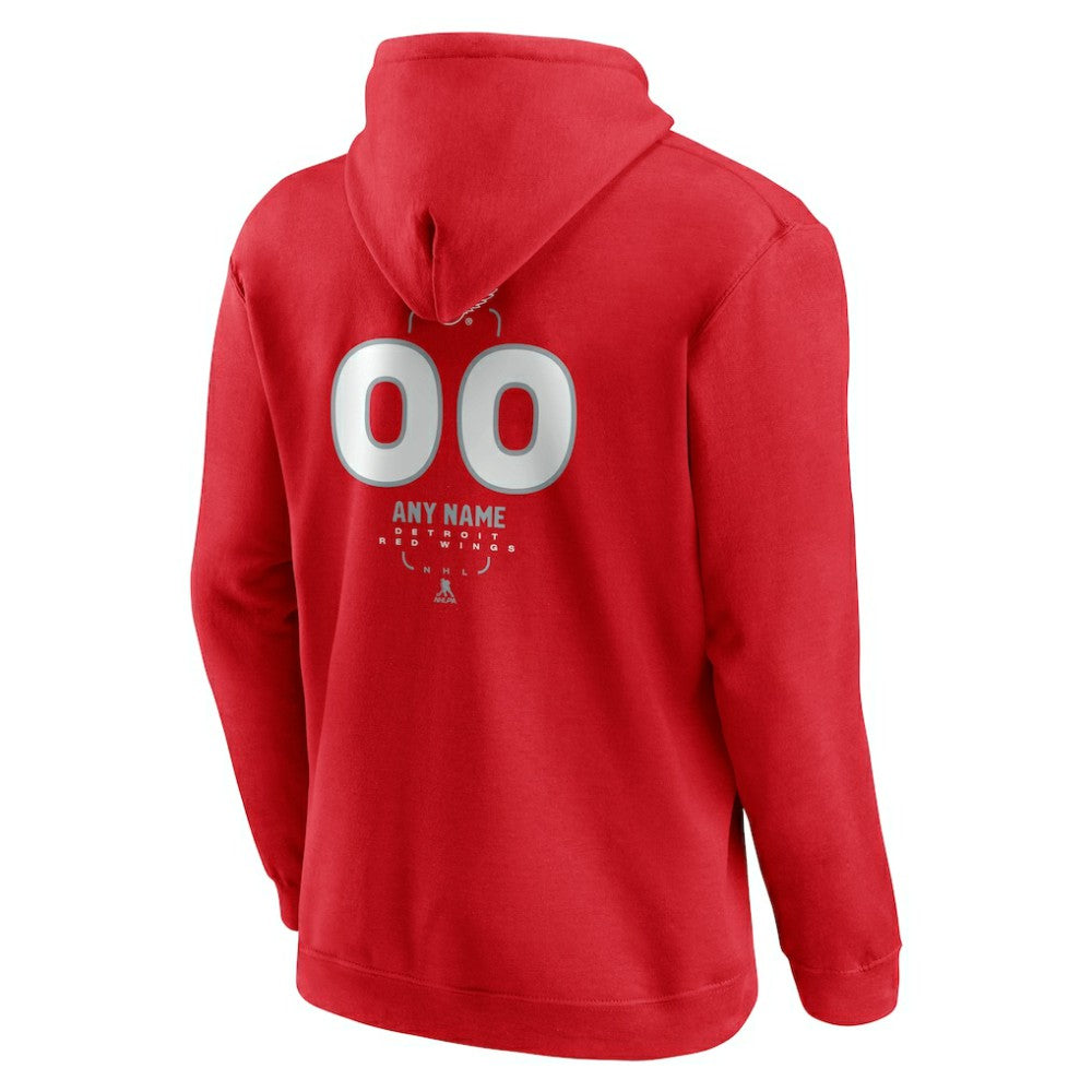 Detroit Red Wings Personalized Name & Number Midfielder Pullover Hoodie - Red - NHL