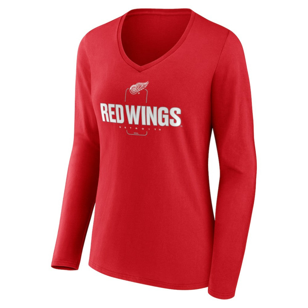 Detroit Red Wings Women's Personalized Name & Number Midfielder Long Sleeve V-Neck T-Shirt - Red - NHL