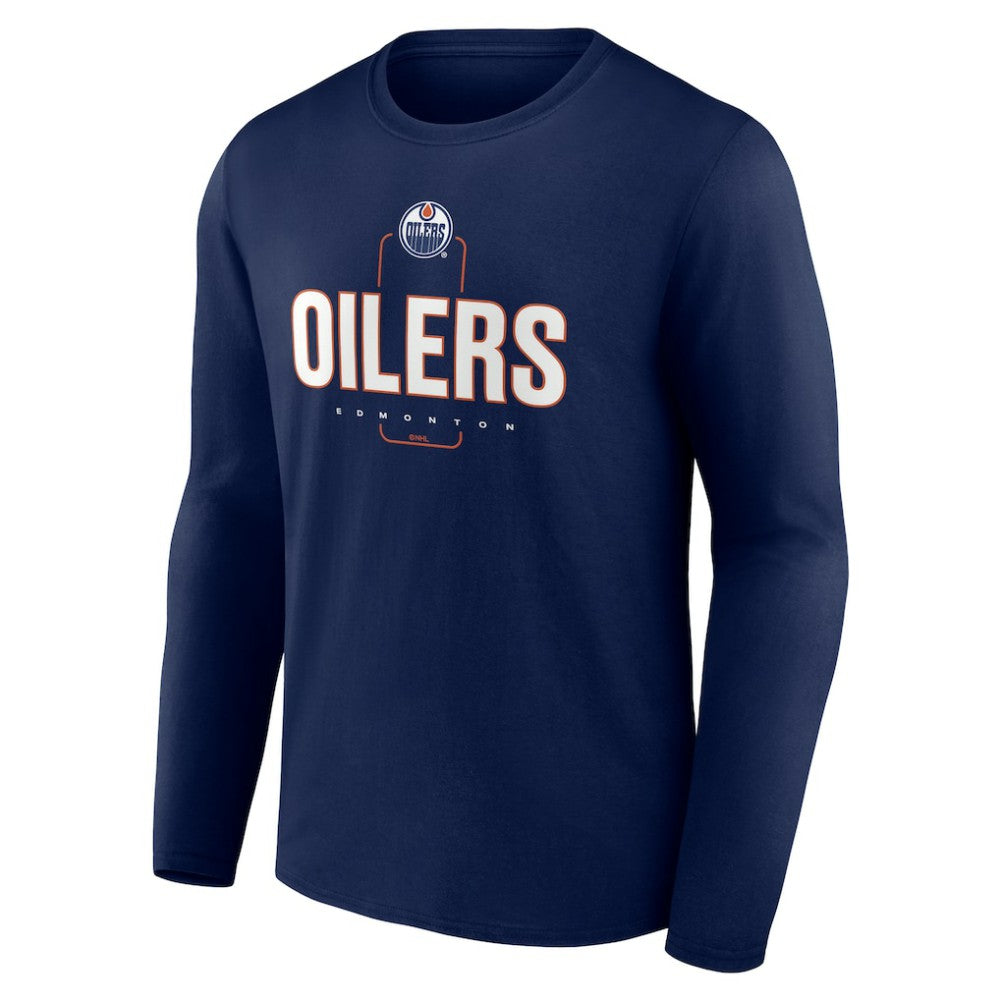 Edmonton Oilers Personalized Name & Number Midfielder Long Sleeve T-Shirt - Navy - NHL