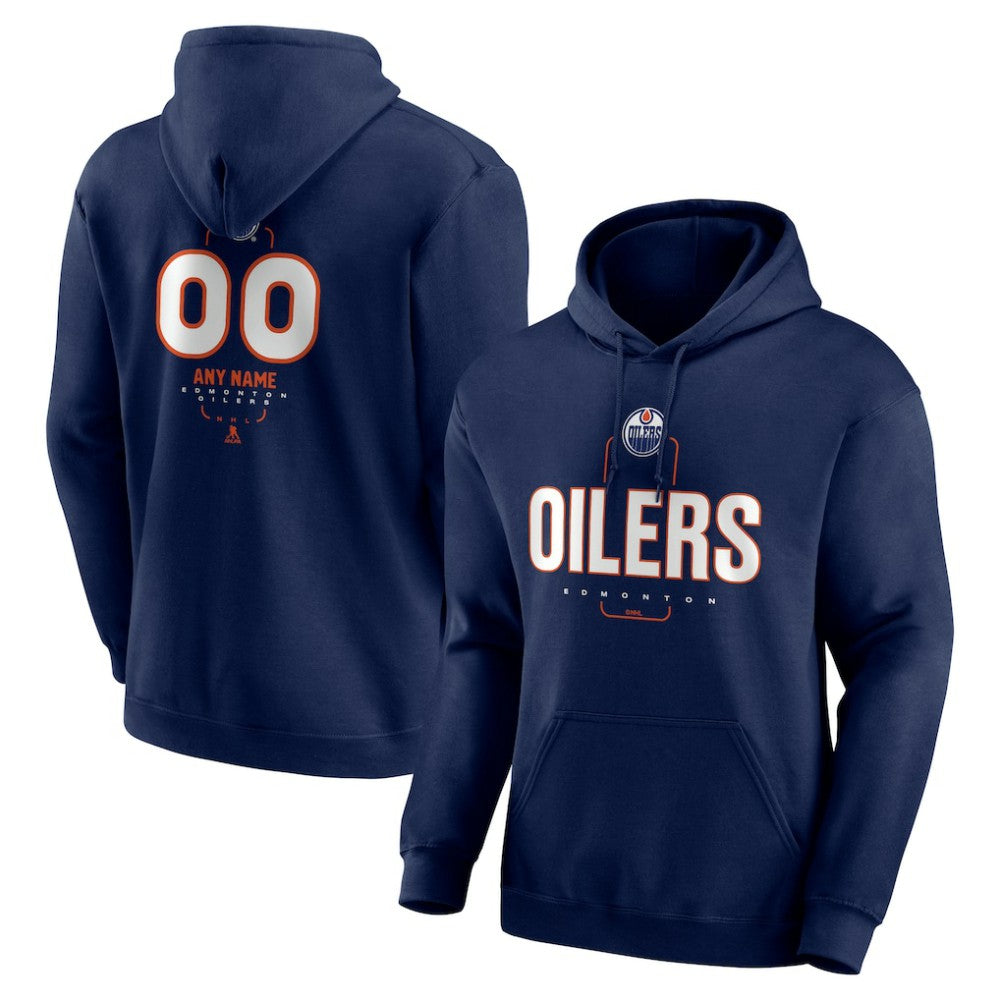 Edmonton Oilers Personalized Name & Number Midfielder Pullover Hoodie - Navy - NHL