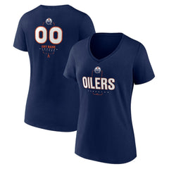 Edmonton Oilers Women's Personalized Name & Number Midfielder V-Neck T-Shirt - Navy - NHL
