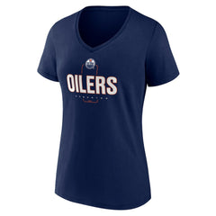 Edmonton Oilers Women's Personalized Name & Number Midfielder V-Neck T-Shirt - Navy - NHL