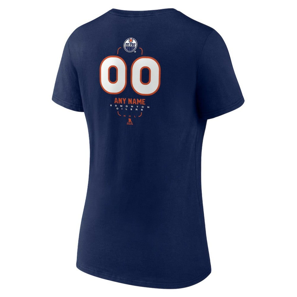 Edmonton Oilers Women's Personalized Name & Number Midfielder V-Neck T-Shirt - Navy - NHL