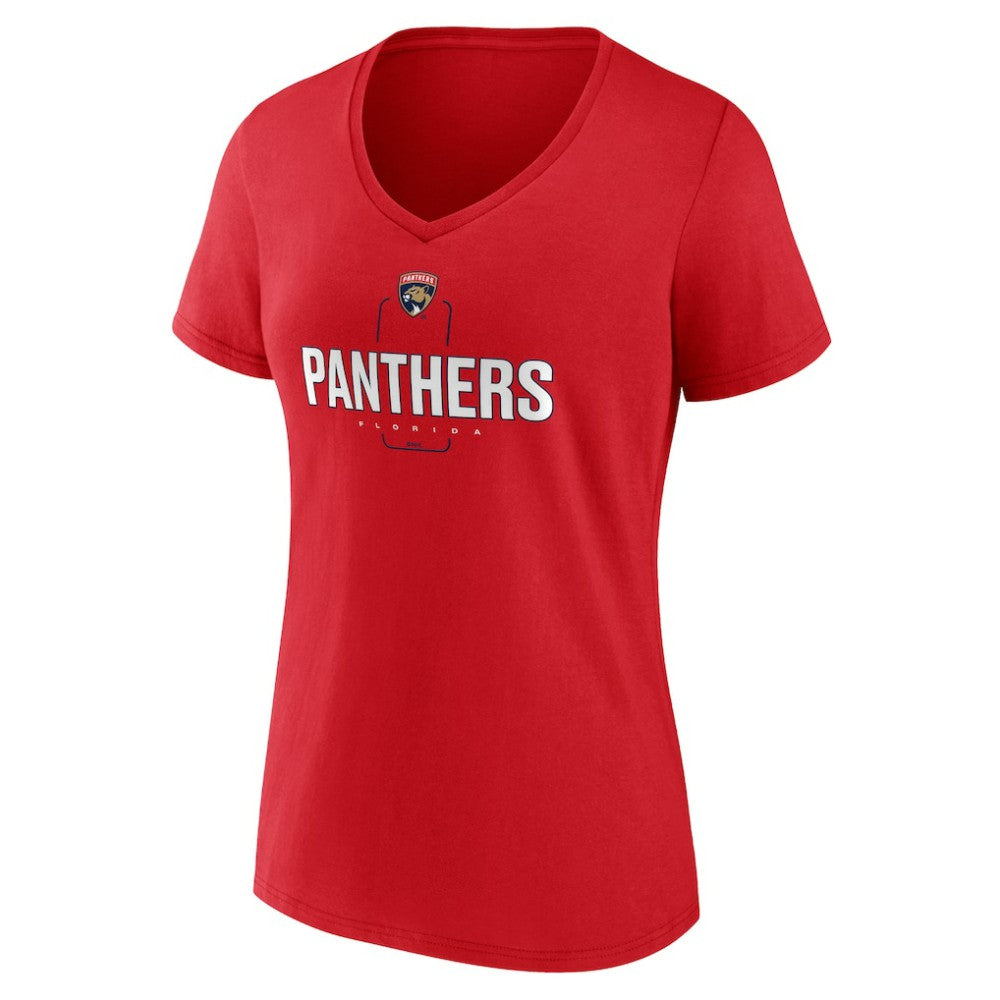 Florida Panthers Women's Personalized Name & Number Midfielder V-Neck T-Shirt - Red - NHL