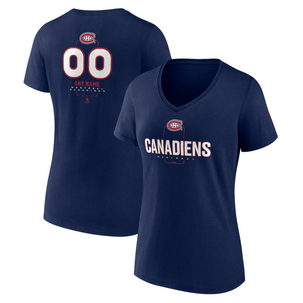 Montreal Canadiens Women's Personalized Name & Number Midfielder V-Neck T-Shirt - Navy - NHL