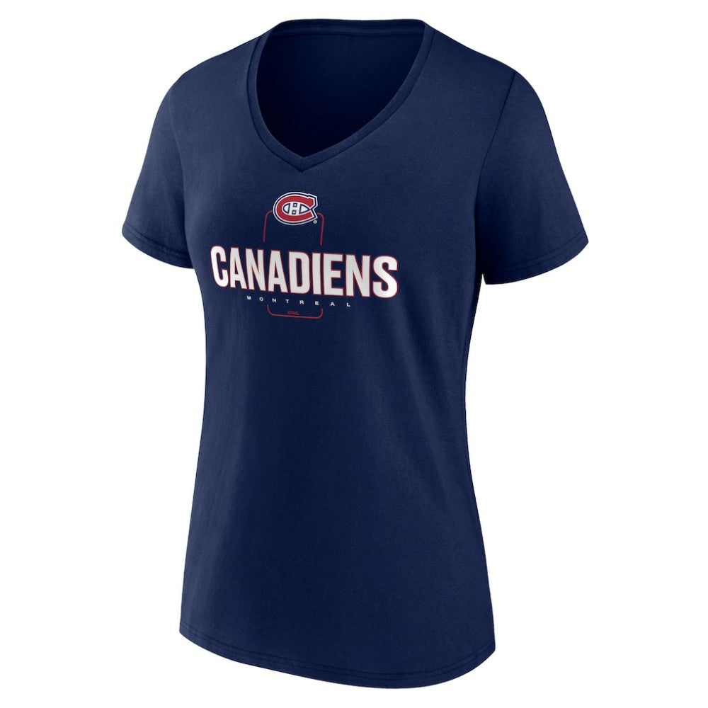 Montreal Canadiens Women's Personalized Name & Number Midfielder V-Neck T-Shirt - Navy - NHL