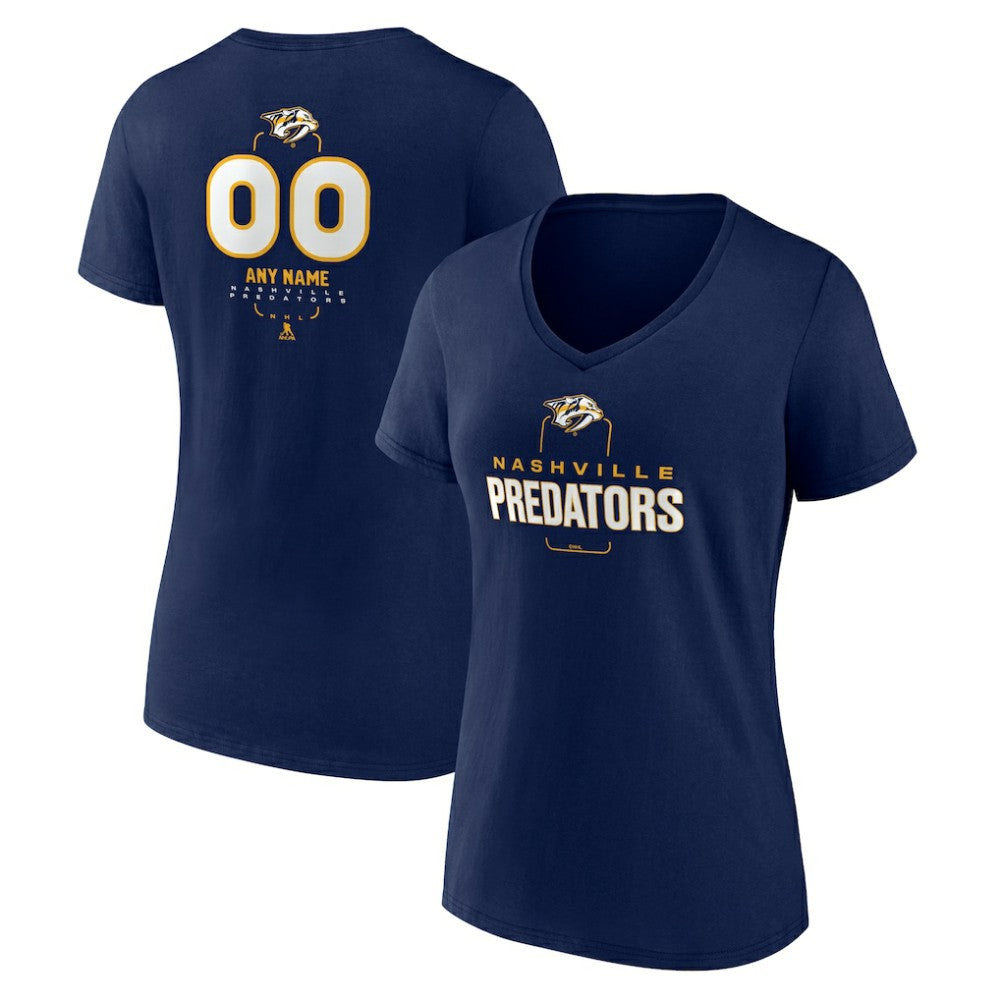 Nashville Predators Women's Personalized Name & Number Midfielder V-Neck T-Shirt - Navy - NHL
