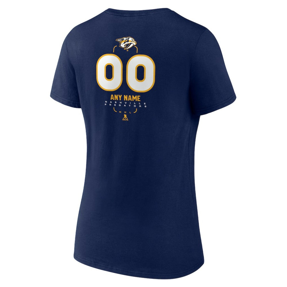 Nashville Predators Women's Personalized Name & Number Midfielder V-Neck T-Shirt - Navy - NHL