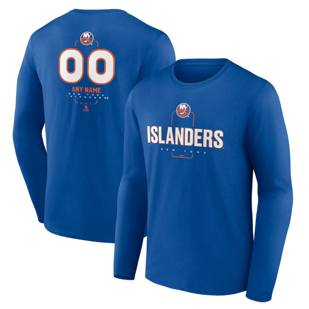 New York Islanders Personalized Name & Number Midfielder Long Sleeve T-Shirt - Royal - NHL