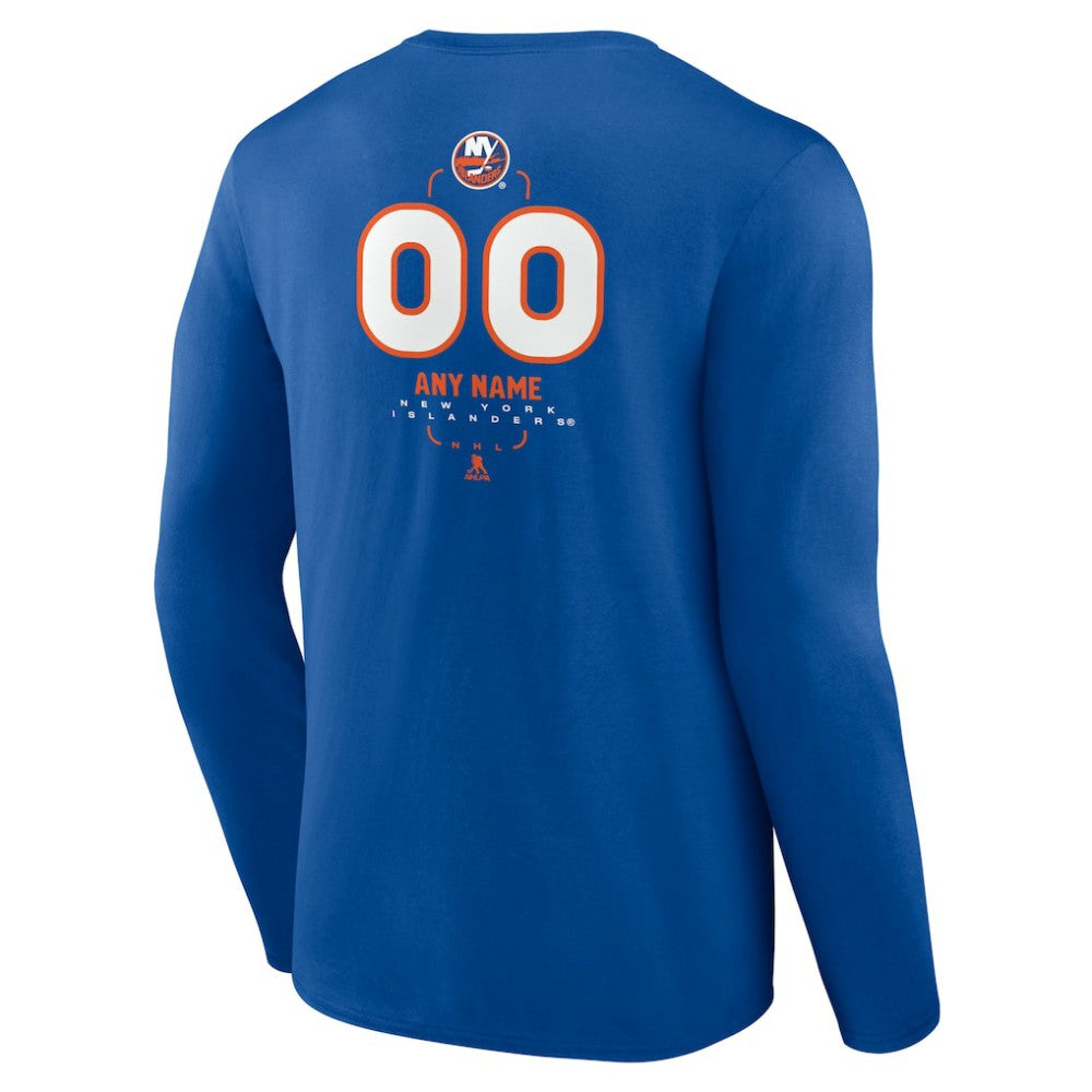 New York Islanders Personalized Name & Number Midfielder Long Sleeve T-Shirt - Royal - NHL