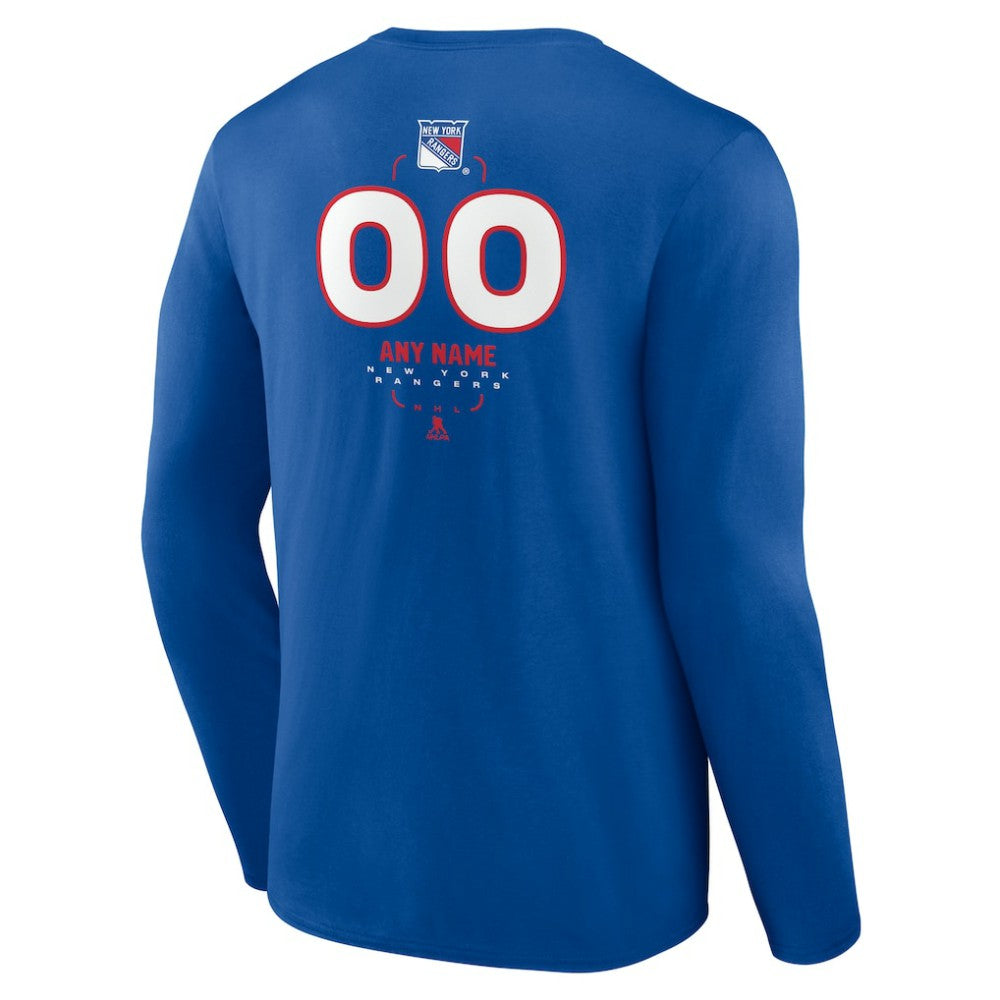 New York Rangers Personalized Name & Number Midfielder Long Sleeve T-Shirt - Blue - NHL
