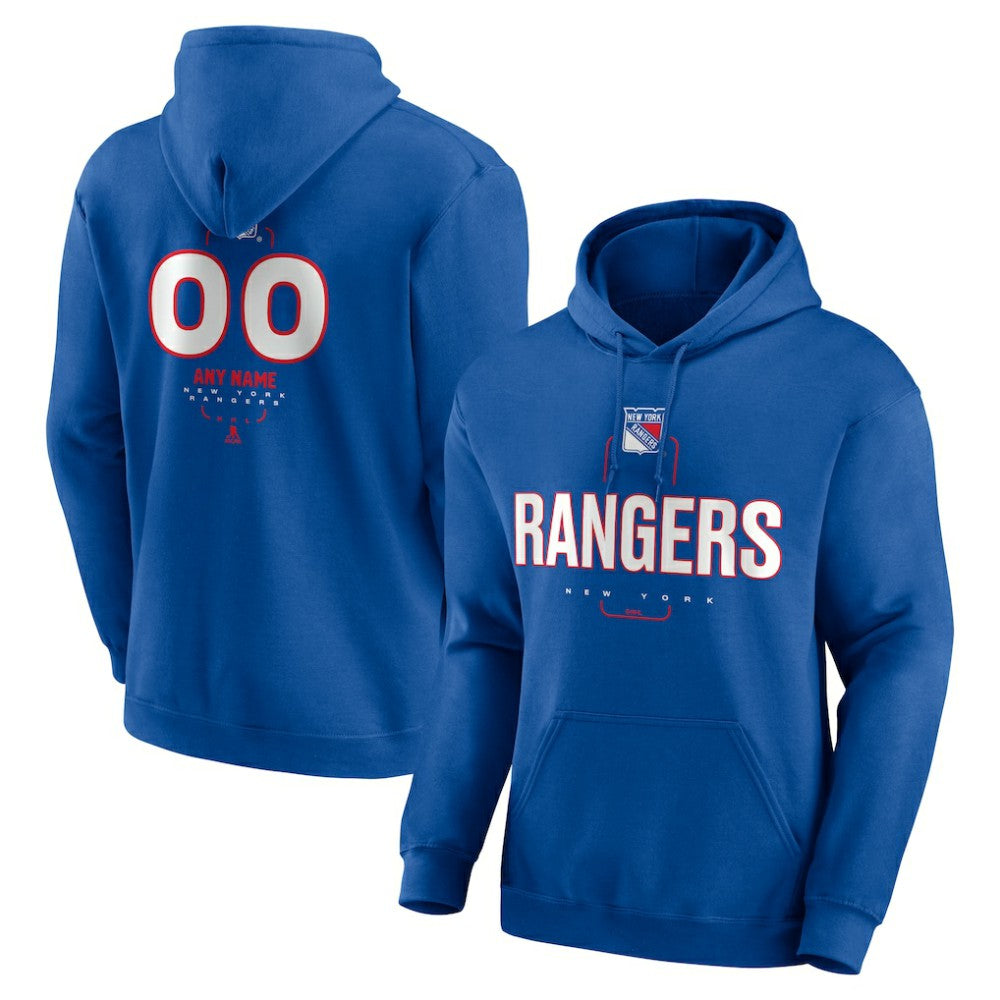 New York Rangers Personalized Name & Number Midfielder Pullover Hoodie - Blue - NHL