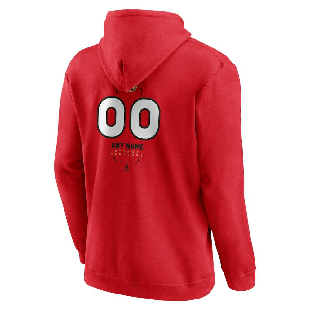 Ottawa Senators Personalized Name & Number Midfielder Pullover Hoodie - Red - NHL