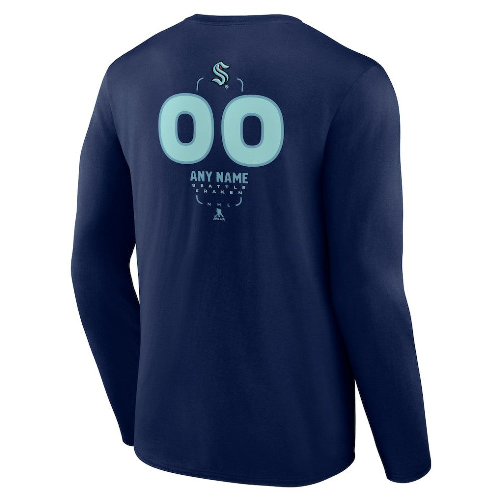Seattle Kraken Personalized Name & Number Midfielder Long Sleeve T-Shirt - Deep Sea Blue - NHL