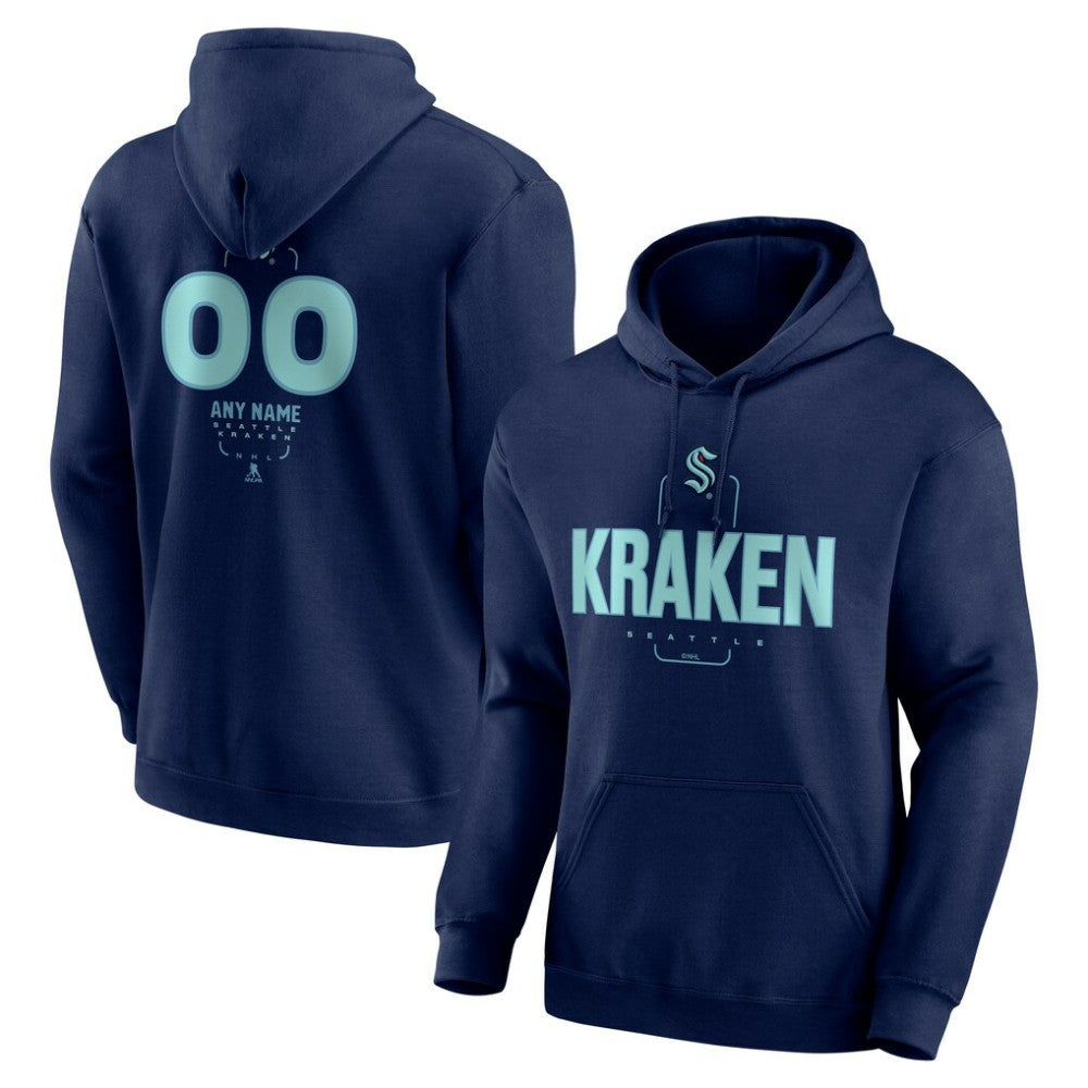 Seattle Kraken Personalized Name & Number Midfielder Pullover Hoodie - Deep Sea Blue - NHL