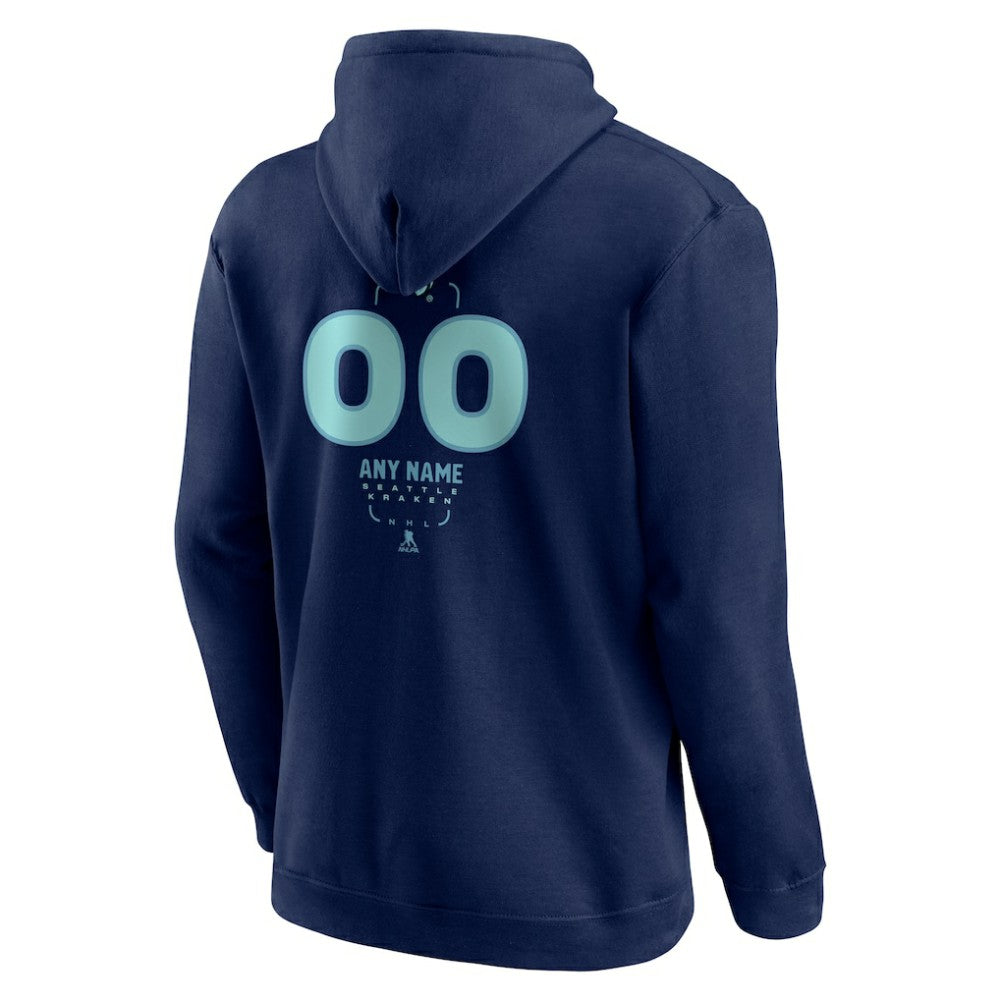 Seattle Kraken Personalized Name & Number Midfielder Pullover Hoodie - Deep Sea Blue - NHL