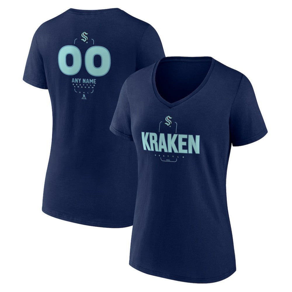 Seattle Kraken Women's Personalized Name & Number Midfielder V-Neck T-Shirt - Deep Sea Blue - NHL