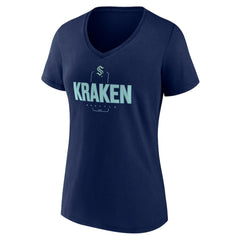 Seattle Kraken Women's Personalized Name & Number Midfielder V-Neck T-Shirt - Deep Sea Blue - NHL
