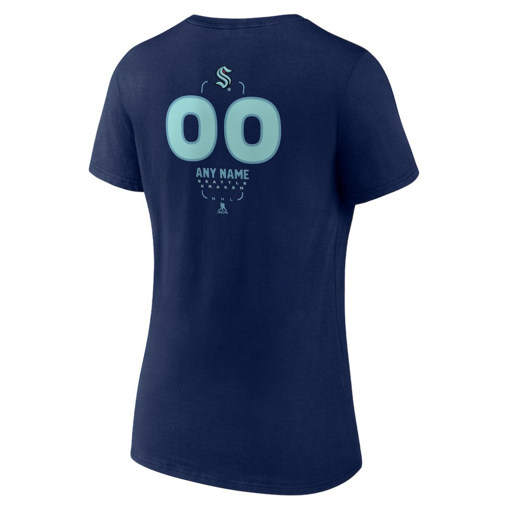 Seattle Kraken Women's Personalized Name & Number Midfielder V-Neck T-Shirt - Deep Sea Blue - NHL
