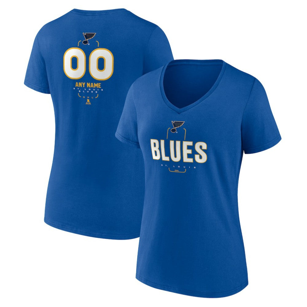 St. Louis Blues Women's Personalized Name & Number Midfielder V-Neck T-Shirt - Blue - NHL
