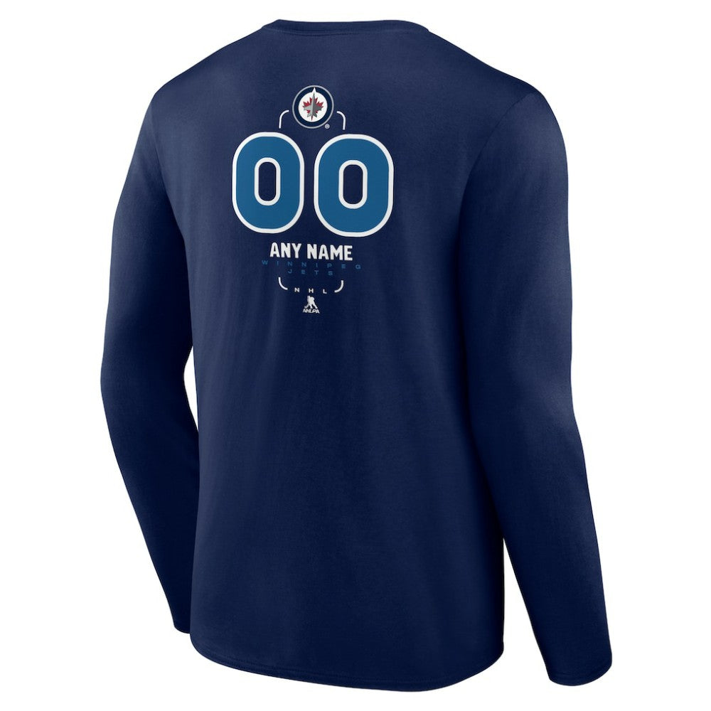 Winnipeg Jets Personalized Name & Number Midfielder Long Sleeve T-Shirt - Navy - NHL