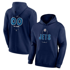 Winnipeg Jets Personalized Name & Number Midfielder Pullover Hoodie - Navy - NHL