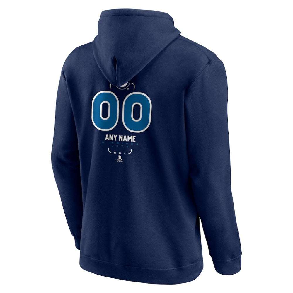 Winnipeg Jets Personalized Name & Number Midfielder Pullover Hoodie - Navy - NHL