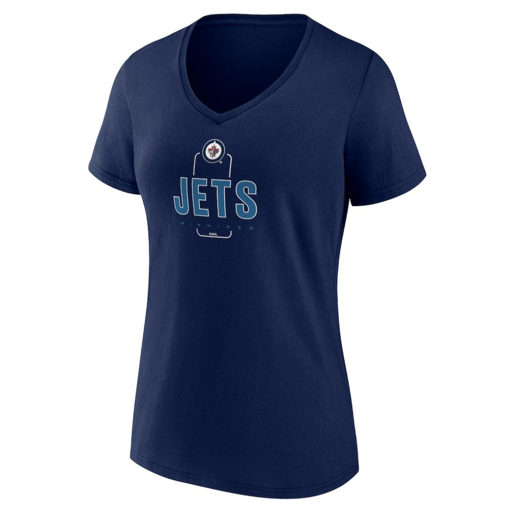 Winnipeg Jets Women's Personalized Name & Number Midfielder V-Neck T-Shirt - Navy - NHL