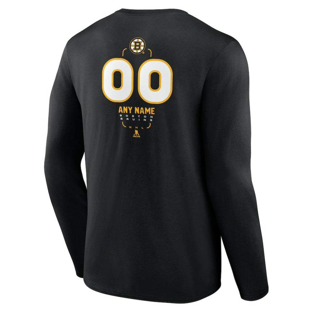 Boston Bruins Personalized Name & Number Midfielder Long Sleeve T-Shirt - Black - NHL