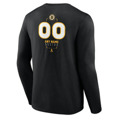 Boston Bruins Personalized Name & Number Midfielder Long Sleeve T-Shirt - Black - NHL