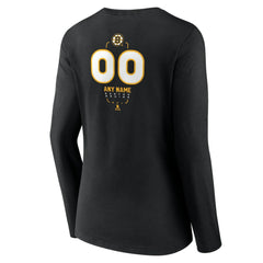 Boston Bruins Women's Personalized Name & Number Midfielder Long Sleeve V-Neck T-Shirt - Black - NHL