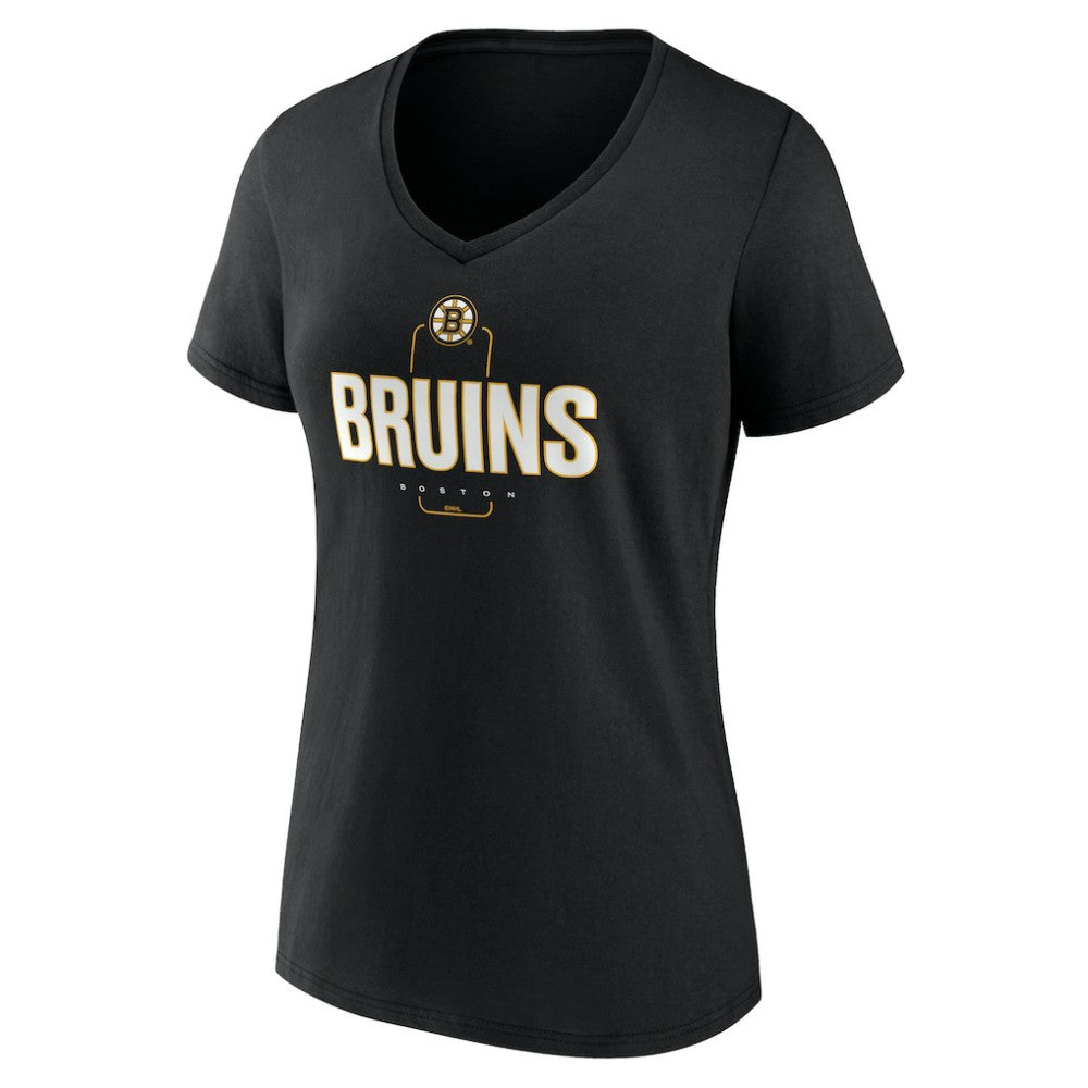 Boston Bruins Women's Personalized Name & Number Midfielder V-Neck T-Shirt - Black - NHL