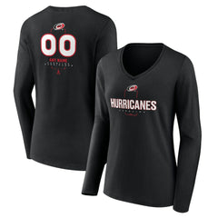 Carolina Hurricanes Women's Personalized Name & Number Midfielder Long Sleeve V-Neck T-Shirt - Black - NHL