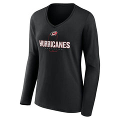 Carolina Hurricanes Women's Personalized Name & Number Midfielder Long Sleeve V-Neck T-Shirt - Black - NHL