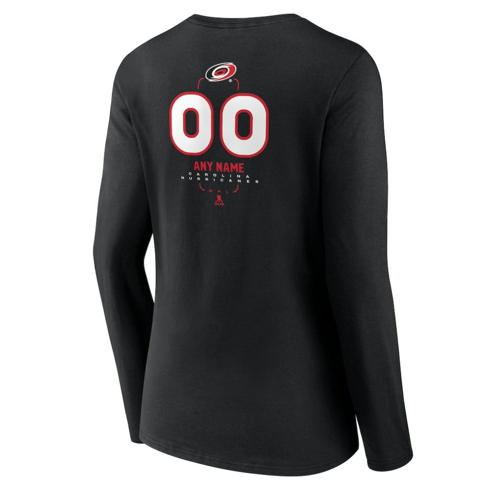 Carolina Hurricanes Women's Personalized Name & Number Midfielder Long Sleeve V-Neck T-Shirt - Black - NHL
