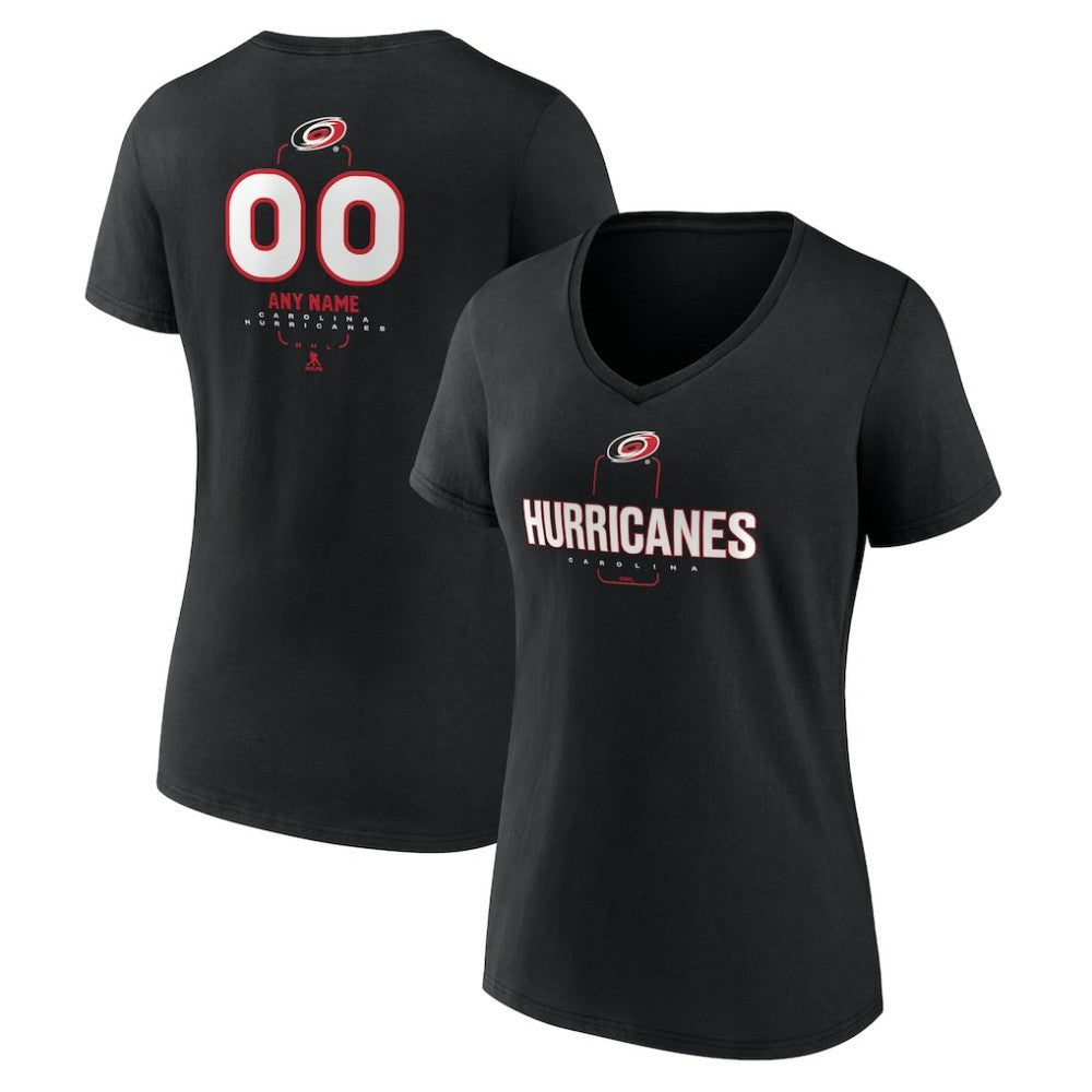Carolina Hurricanes Women's Personalized Name & Number Midfielder V-Neck T-Shirt - Black - NHL