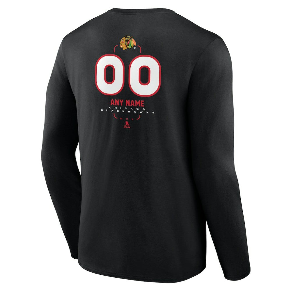 Chicago Blackhawks Personalized Name & Number Midfielder Long Sleeve T-Shirt - Black - NHL