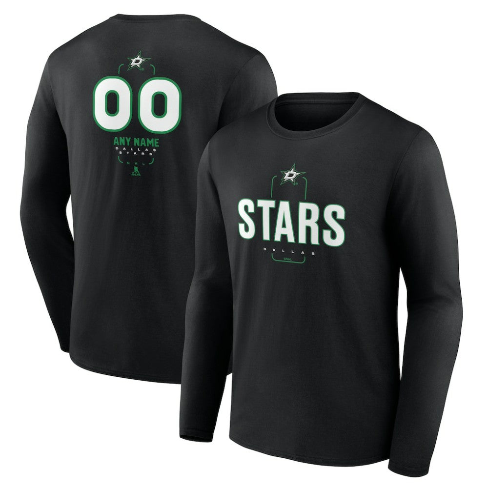 Dallas Stars Personalized Name & Number Midfielder Long Sleeve T-Shirt - Black - NHL