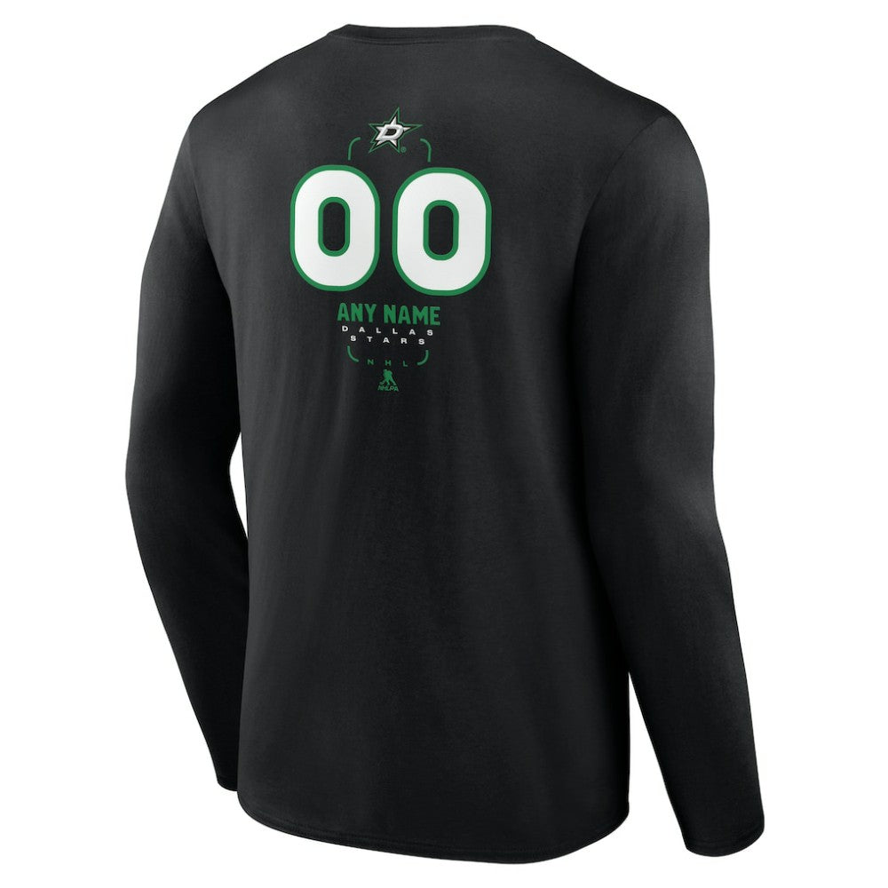 Dallas Stars Personalized Name & Number Midfielder Long Sleeve T-Shirt - Black - NHL
