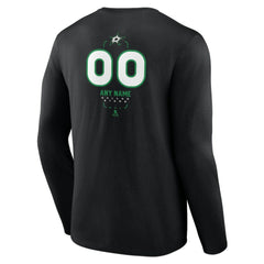 Dallas Stars Personalized Name & Number Midfielder Long Sleeve T-Shirt - Black - NHL