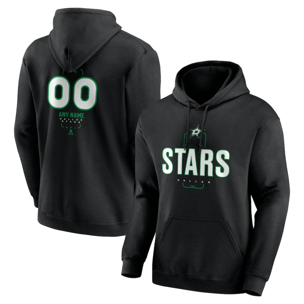 Dallas Stars Personalized Name & Number Midfielder Pullover Hoodie - Black - NHL