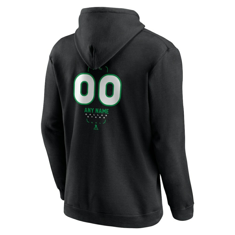 Dallas Stars Personalized Name & Number Midfielder Pullover Hoodie - Black - NHL