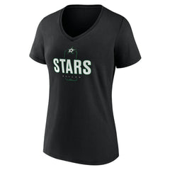 Dallas Stars Women's Personalized Name & Number Midfielder V-Neck T-Shirt - Black - NHL