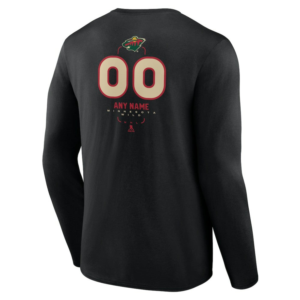 Minnesota Wild Personalized Name & Number Midfielder Long Sleeve T-Shirt - Black - NHL