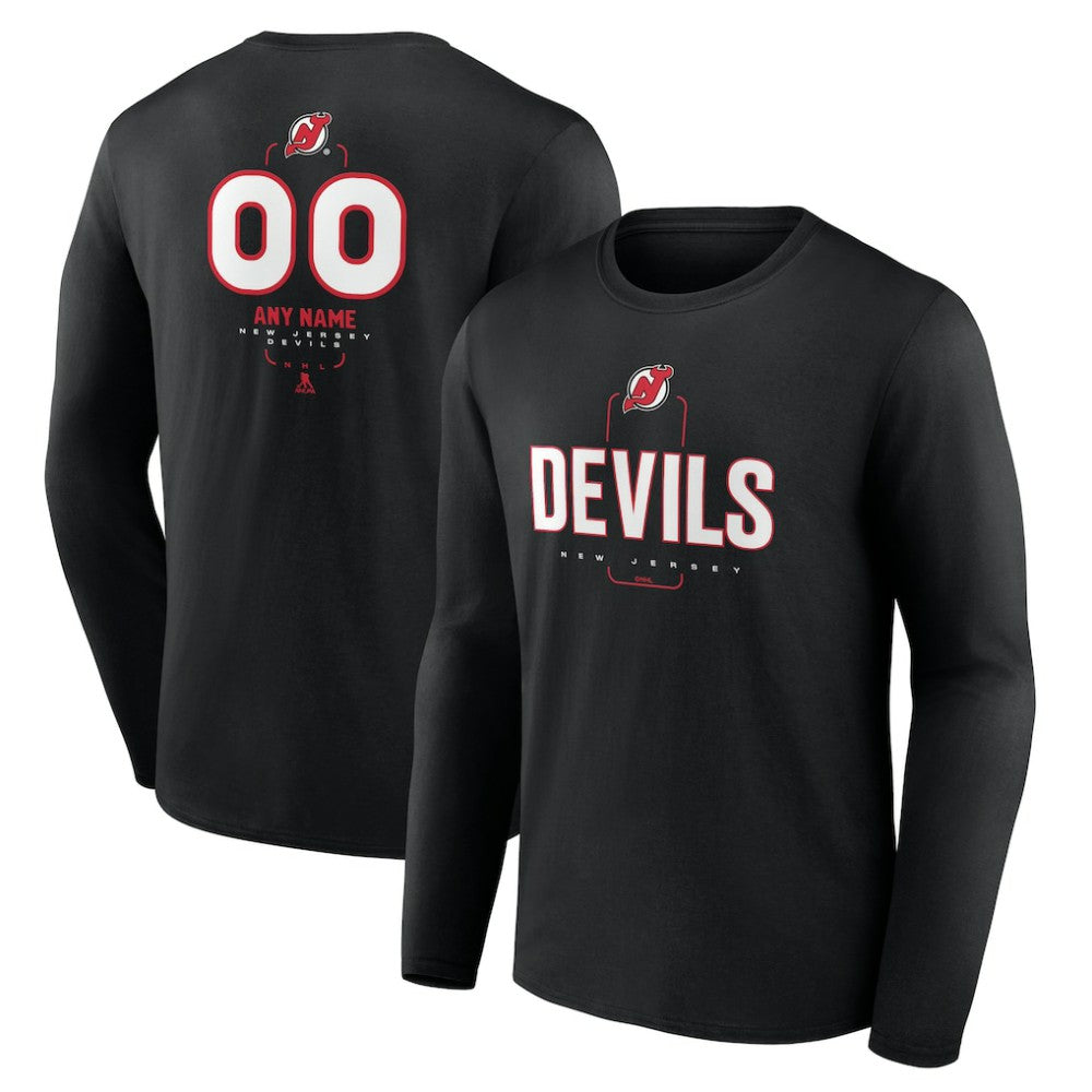 New Jersey Devils Personalized Name & Number Midfielder Long Sleeve T-Shirt - Black - NHL
