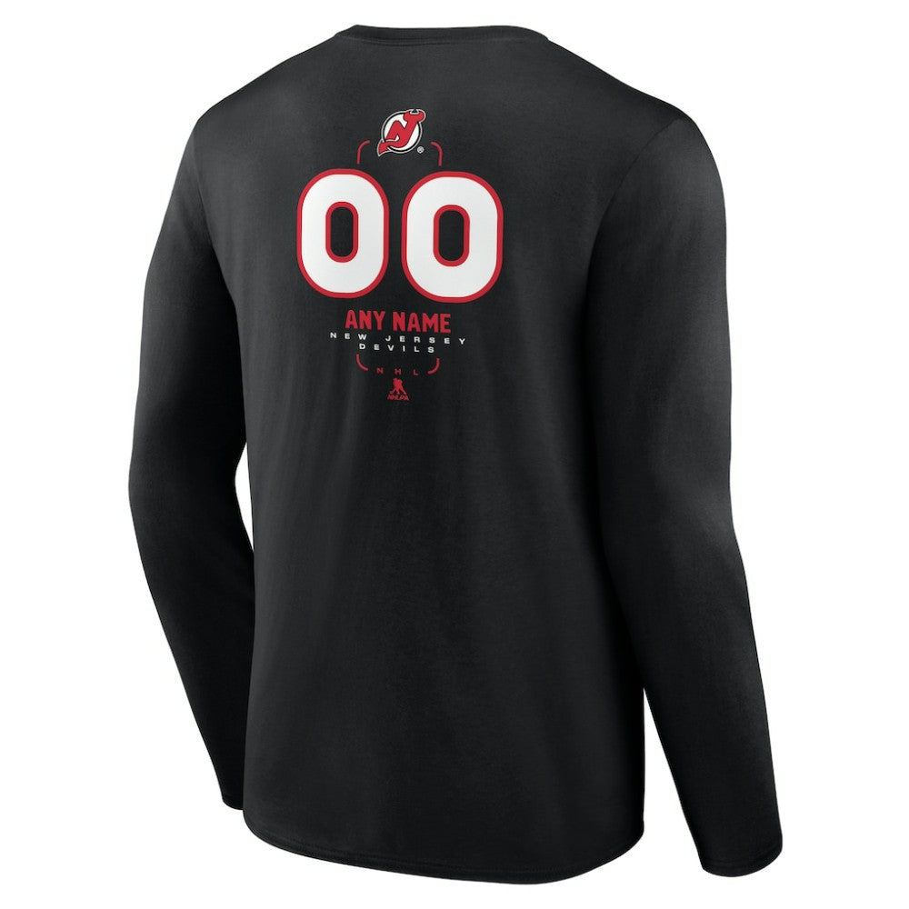 New Jersey Devils Personalized Name & Number Midfielder Long Sleeve T-Shirt - Black - NHL