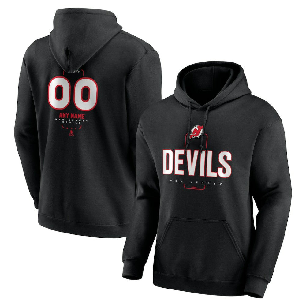 New Jersey Devils Personalized Name & Number Midfielder Pullover Hoodie - Black - NHL