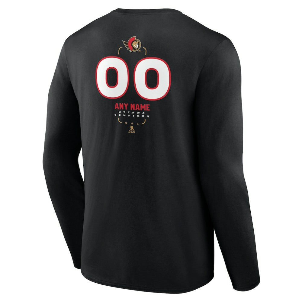 Ottawa Senators Personalized Name & Number Midfielder Long Sleeve T-Shirt - Black - NHL