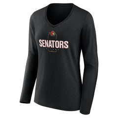 Ottawa Senators Women's Personalized Name & Number Midfielder Long Sleeve V-Neck T-Shirt - Black - NHL